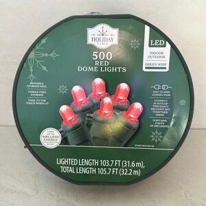 Holiday Time 500-Count Red LED Dome String Lights with Green Wire NEW